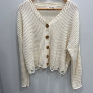 C brand Women's Cream Button-Up Cardigan